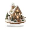 Christmas Acrylic Desktop Ornament Flat Snowy Cabin Ornament with Base Christmas Village