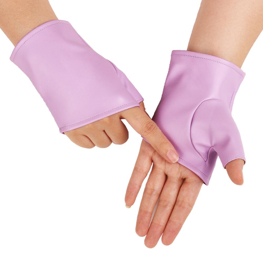 Танцевальные кожаные женские перчатки без пальцев из ПУ для ночного клуба, танца на пилоне, уличного танца, сценического выступления, перчатки для выступления звезды танца