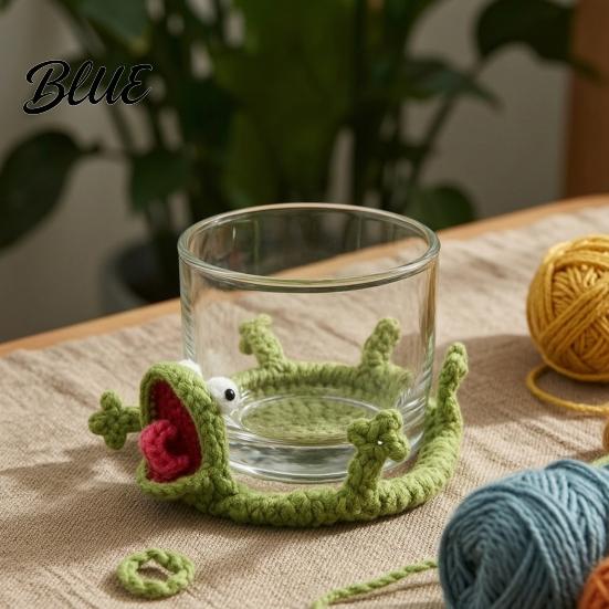 Desk Accessory DIY Crochet Lizard Coaster Kit Handmade Knitting Animal Crafts Decorative Drink Mug Coffee Cup Mat for Adults Beginner Kniting