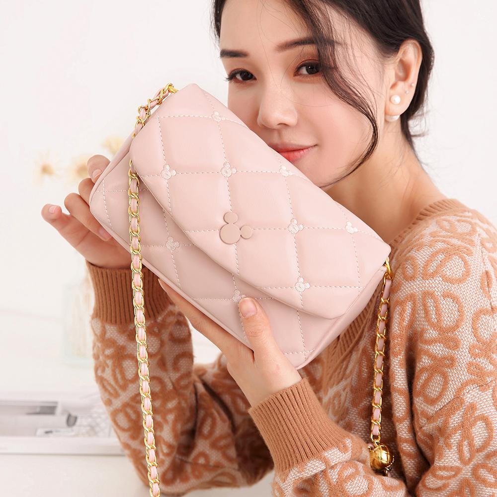 New Disney Mickey Series PU Shoulder Bag, Crossbody Bag Trumpets Women's Pink BMK-71066P