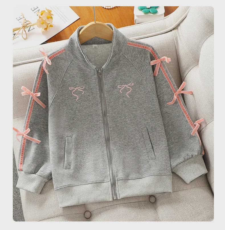 Повседневный комплект из двух предметов: кардиган для девочек на весну и осень: Свободные брюки и куртка для 12-летних детей. Идеально подходит для занятий спортом и повседневной носки.