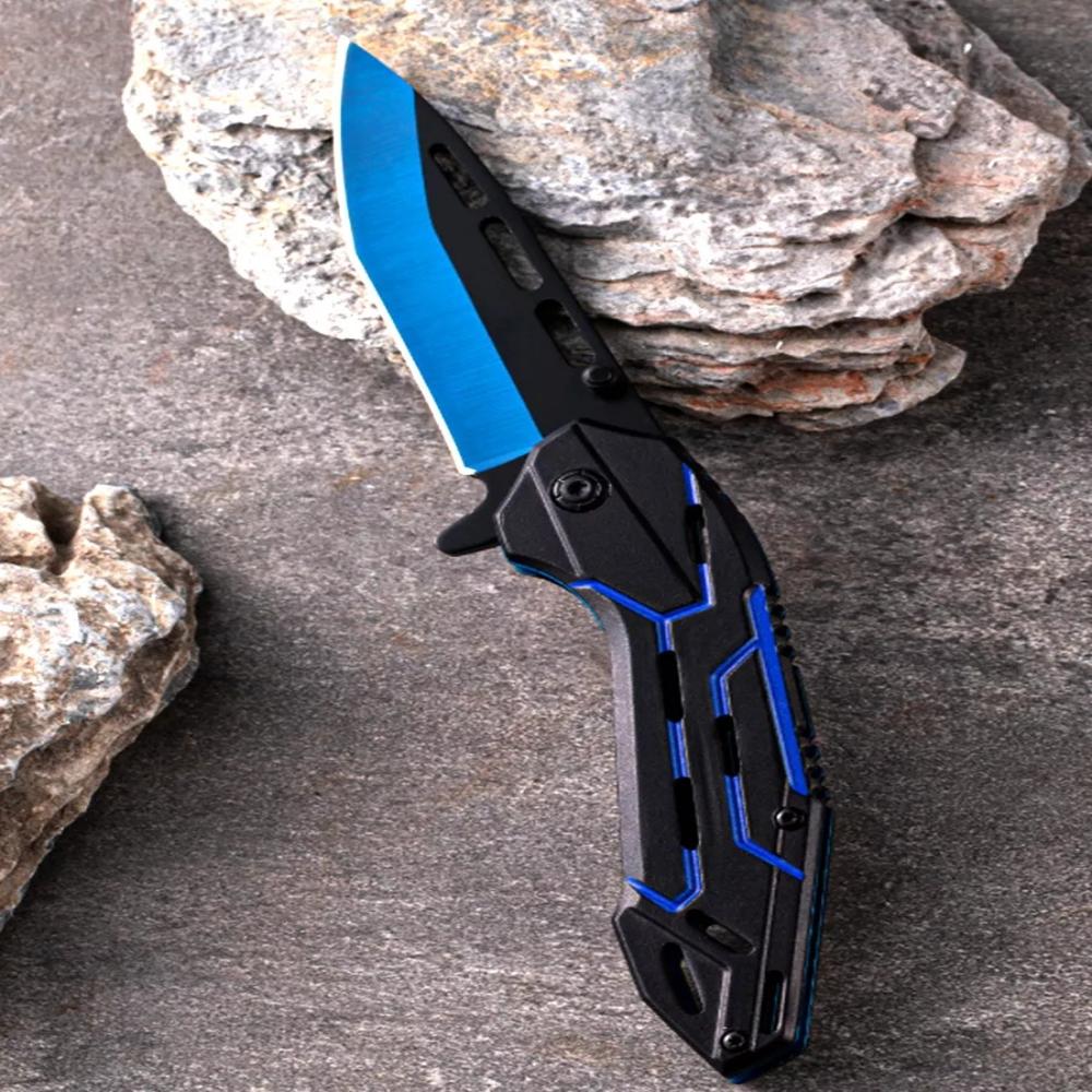 Folding Knife Stainless Steel Sharp Blade Cool Flip Open EDC Knife with Clip Suitable for Outdoor Camping and Hiking