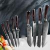 8Pcs/set Stainless Steel Damascus Pattern Chef Knives Set Kitchen Knife Set Butcher Boning Knife Vegetable Knives Cutter