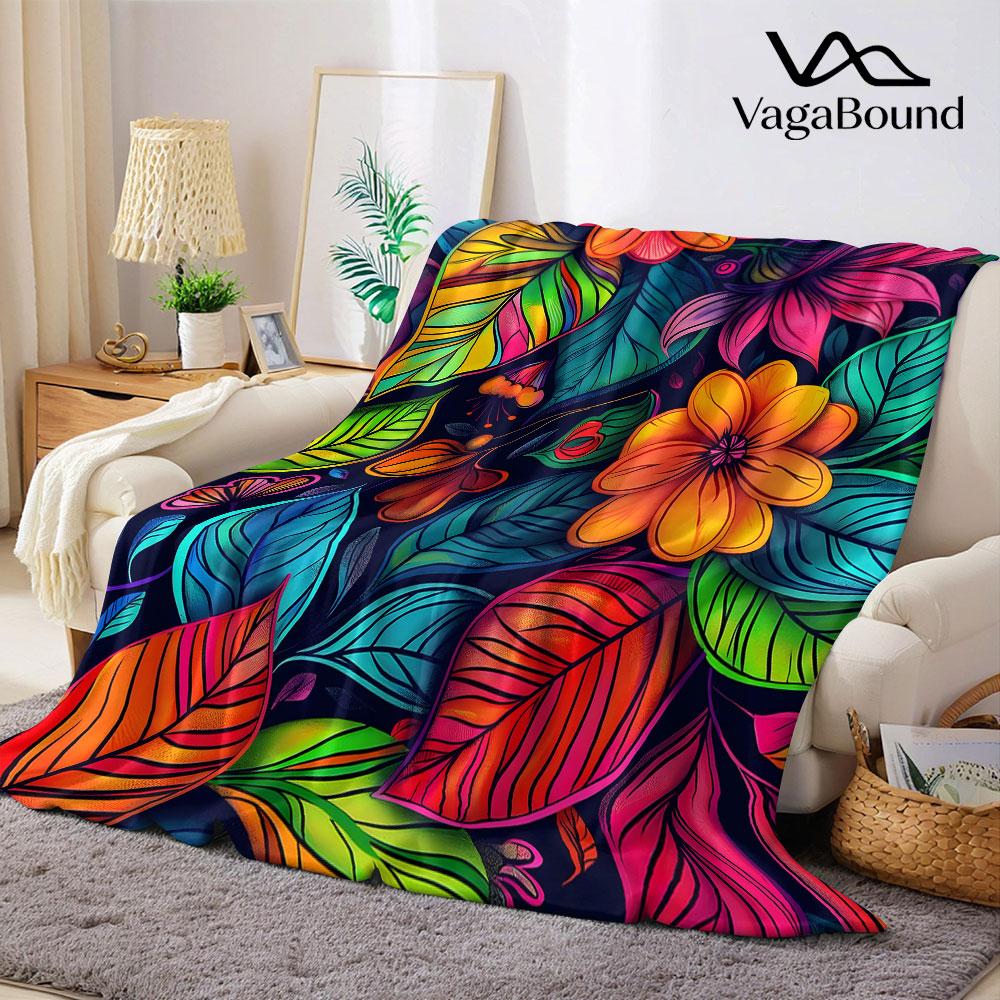Neon Tropic Flannel Blanket Warm Soft Halloween Christmas Decorative Couch Warm Cozy All-Season Gift