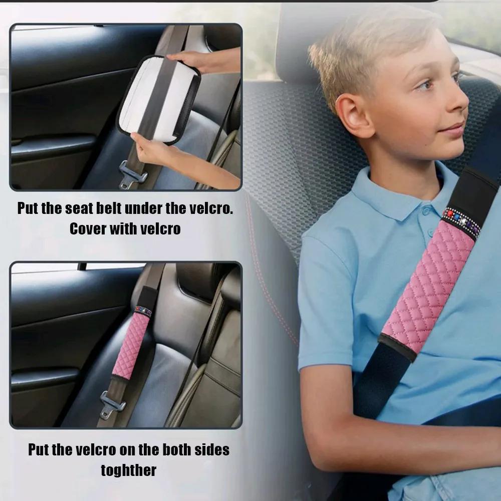 1 шт. Универсальный кожаный чехол на ремень безопасности для автомобиля с бриллиантами и стразами, дышащий плетеный клетчатый протектор для плеча, автомобильные аксессуары