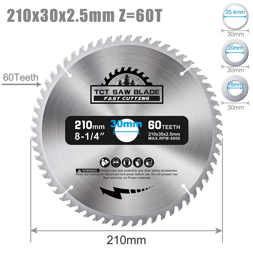 XCAN Circular Saw Blade Diameter 210mm Teeth 24T 48T 60T 80T Wood Cutting Disc Carbide Tipped TCT Saw Blade Woodworking Tools