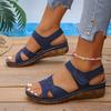 Fashion Casual Peep Toe Platform Wedges Women Sandals Hollow Out Leather Cross  Hook & Loop Beach Shoes Size 36-43