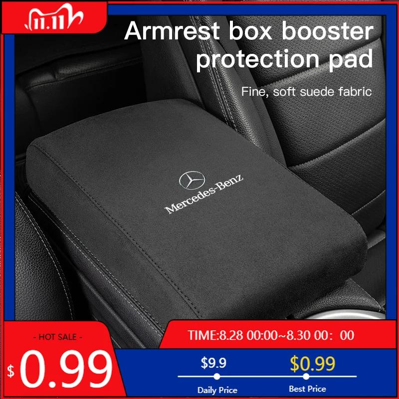 GLC GLB Car Armrest Box Heighten Mat Suede Hand Pad For Mercedes Benz AMG GLC W203 W206 W220 W205 W211 W212 W201 W210 W108 W168