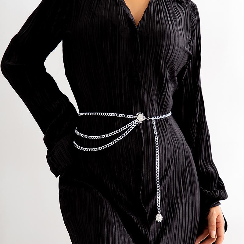 2023 Многослойный ремень-цепочка для женщин, цвет металл, золото, серебро