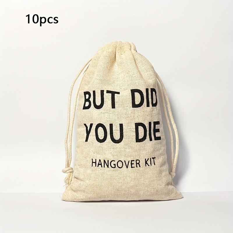 10pcs, Hangover Kit Set Linen Bag,Drawstring Bag Packs For Single Wedding Party Supplies, Party Activity Gift Bag Jewelry Packaging Bag