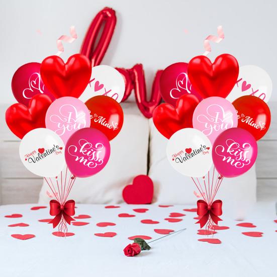 16 шт. набор воздушных шаров на день Святого Валентина с принтом романтических букв и воздушными шарами в форме сердца любви, украшение своими руками, макет сцены, принадлежности для украшения праздничной вечеринки