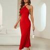 Women's Sexy Dress, New Spring and Summer Evening Dress, Satin Satin Strappy Long Dress
