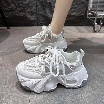 Мода 2024 года. Новые туфли. Женские туфли на шнуровке. Женская обувь из вулканизированной кожи. Осенняя дышащая сетка. Разноцветная платформа. Повседневная спортивная обувь для ходьбы.