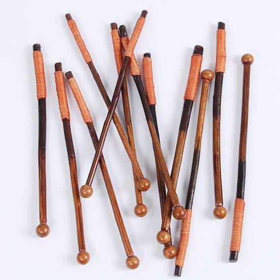 2Pcs Coffee Stirrers Reusable Beverage Mixer with Round Ends Fine Workmanship Natural Wood Stirring Rod for Cocktails