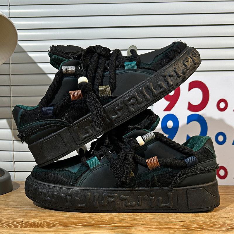 2024 Мужские удобные повседневные кеды для скейтборда, дизайн «грязная коса», хлебный дизайн, износостойкая трендовая обувь, сетчатая подкладка, тканевый верхний материал