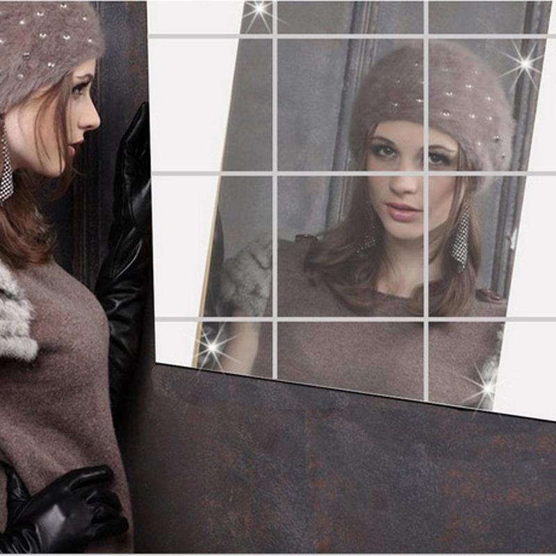 15x15cm Square DIY Mirror Wall Sticker - Full-Length Bathroom Decoration