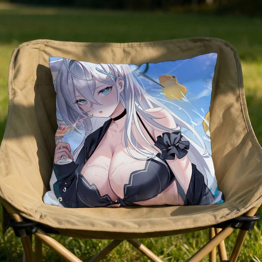SSunaookami Shiroko Cushion Cover Soft Reversible Durable Pillow Cover MultiScene Use for Home Car Daily Comfort