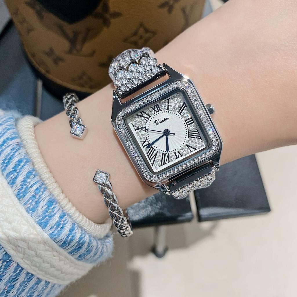 Niche Light Luxury Watch Women's Fashion Full Diamond Bracelet Watch Korean Version Roman Scale Temperament Women's Rhinestone Watch