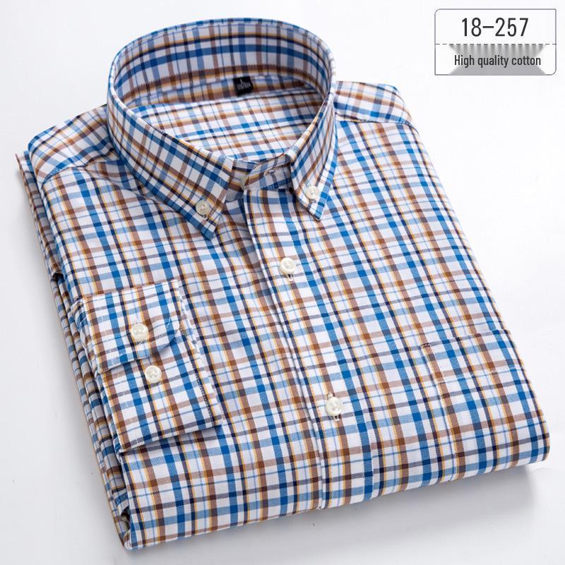 Мужская приталенная рубашка в полоску из чистого хлопка в клетку