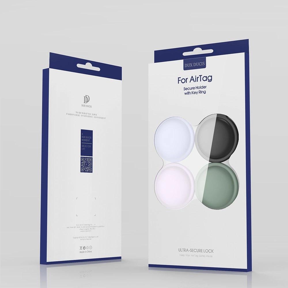 Dux Ducis Набор из 4 силиконовых чехлов-брелоков с подвесками для Apple Airtag Locator (4 цвета: Черный, Зеленый, Розовый, Синий)