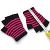 Unisex Warm Winter Fingerless Elastic Knitted Gloves Striped Knit Mittens Thicken