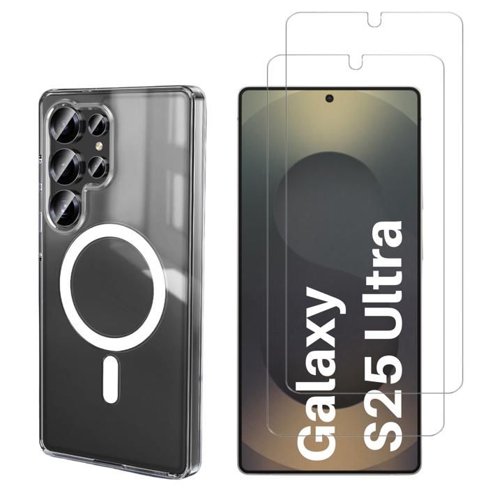 Coque avec Cercle magnétique pour Samsung Galaxy S25 ULTRA et 2 Verres Trempé Film Protection Ecran Phonillico®