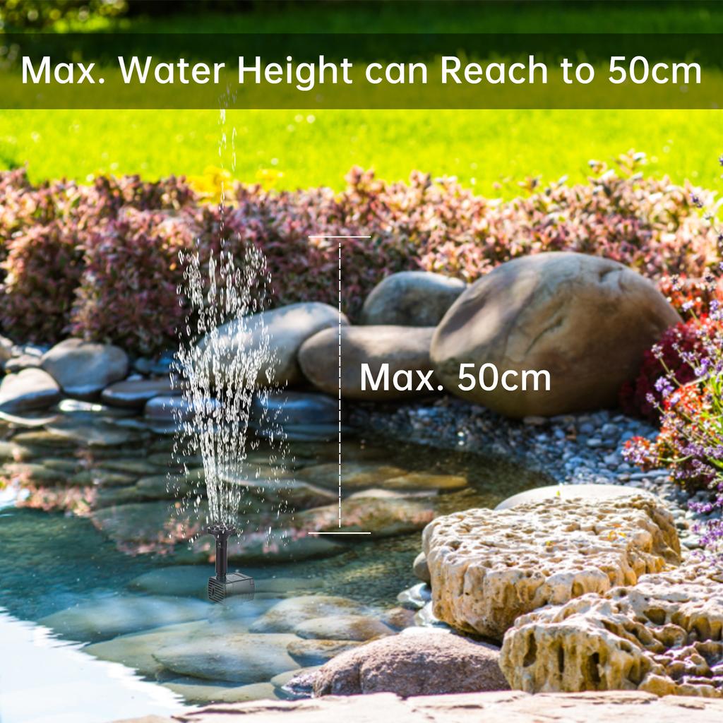 Solar Water Pump Kit Solar Fountain Pump for Bird Bath with 3W 5V Solar Panel 7 Nozzles Max. Water