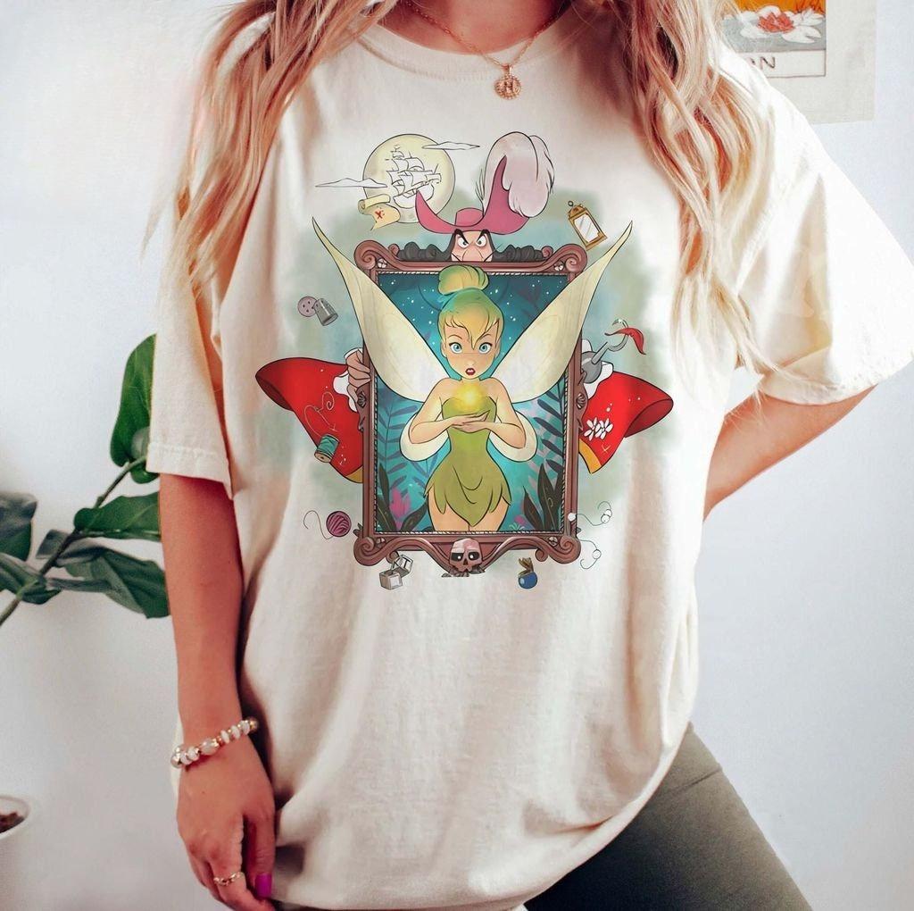 Retro 90s Tinker Bell Comfort Color Shirts Retro Tinker Bell Shirts Peter Pan Fairy Magic Shirts World Shirts