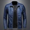 Men's Stand-up Collar Leather Jacket New Style Leather Jacket Slim Solid Color Tight Zipper Jacket