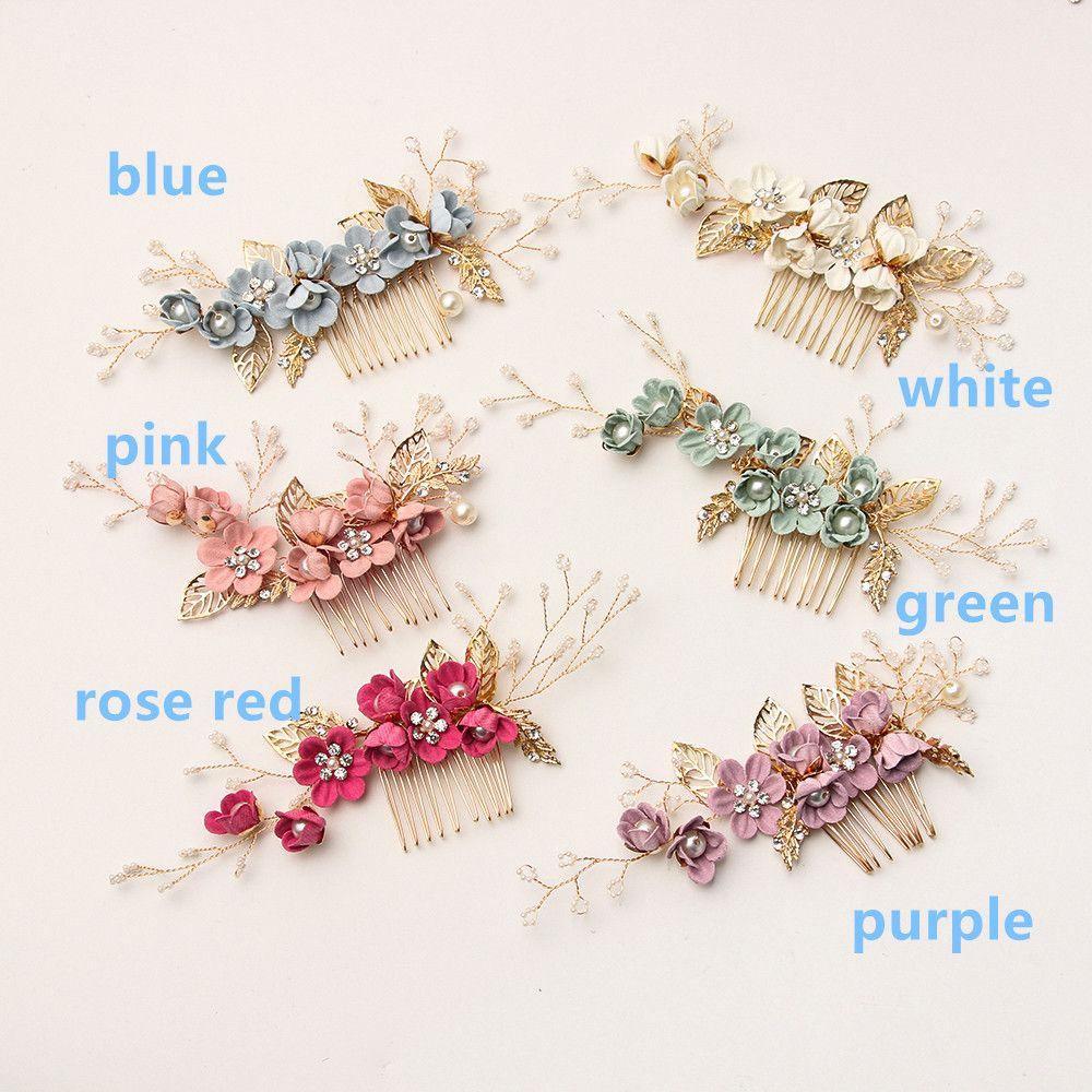 Модные украшения для волос подружки невесты Кристальная корона Гребни для волос Свадебные заколки Цветок Заколка для волос Листья Тиара