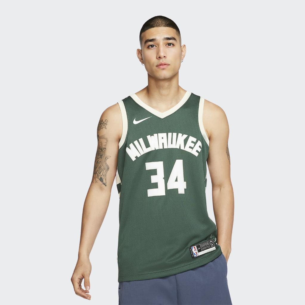 Nike Баскетбольная майка NBA Milwaukee Bucks Giannis Antetokounbpo #34 Fan Edition, мужская майка, елово-зеленая 864489-323