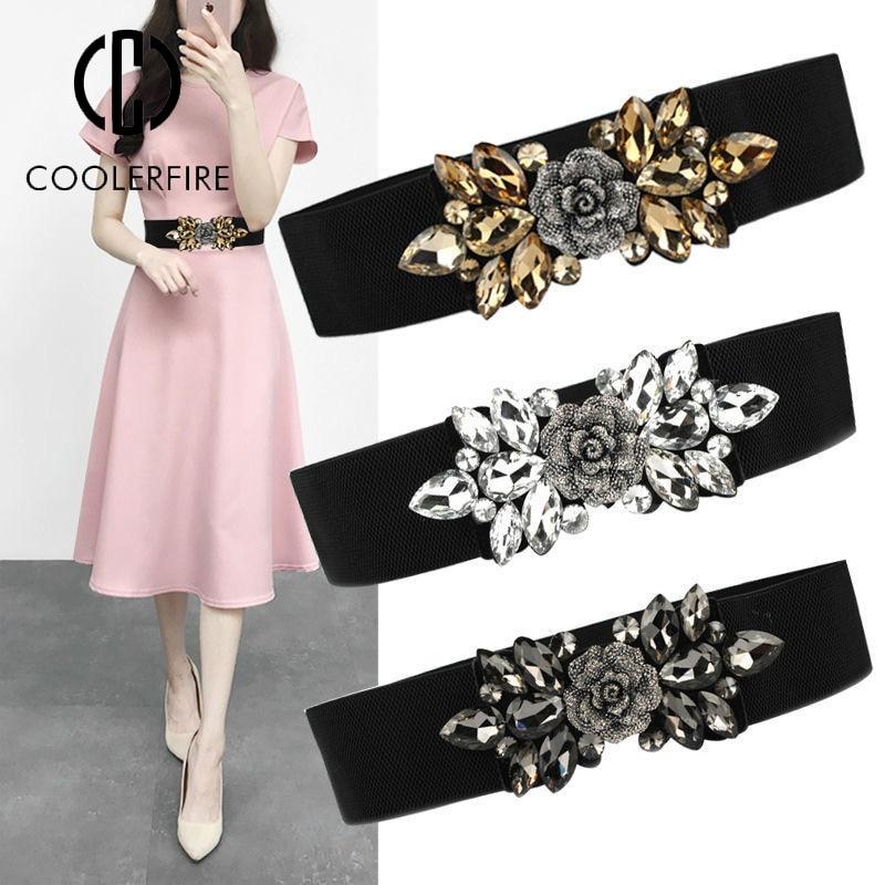 Популярный женский ремень с широкой талией, эластичный, модный, с кристаллами, женский ремень с блестящей пряжкой и бриллиантами, ремни для женщин, ремень LB2319