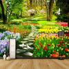 3d Nature Scenery Wallpaper Flowers Grass Path Murals Living Room Bedroom Wall Murals Decor