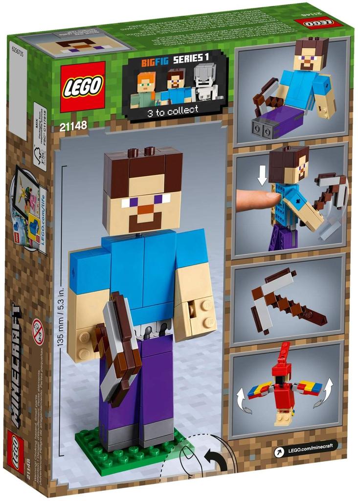 LEGO Minecraft Minecraft Big Fig Стив и попугай 21148 Игрушка-блок Мальчик