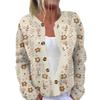 Women's Fashion Long Sleeve Christmas Snowman Snowflake Print Jacket Cardigan