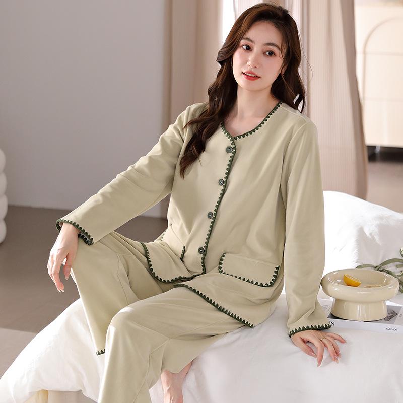 2025 Women's Fleece Winter Pajama Set: Long Sleeve Cardigan & Pants - Cozy, Loose-Fit Homewear