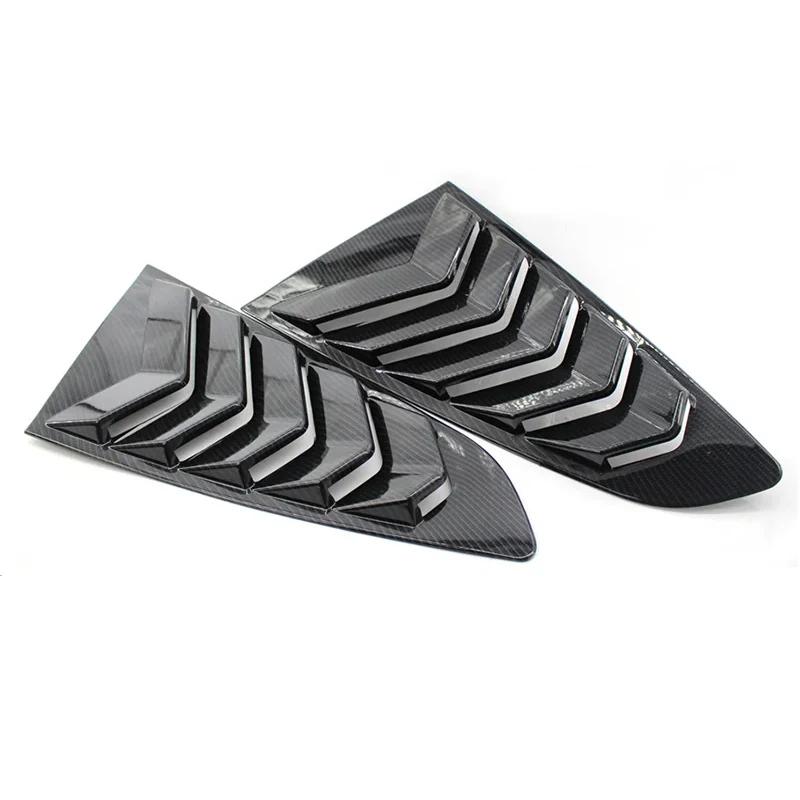 For Ford Mustang 2015-2020 Car Rear Louver Window Side Shutter Cover Trim Sticker Vent Scoop ABS Carbon Fiber Black Accessories