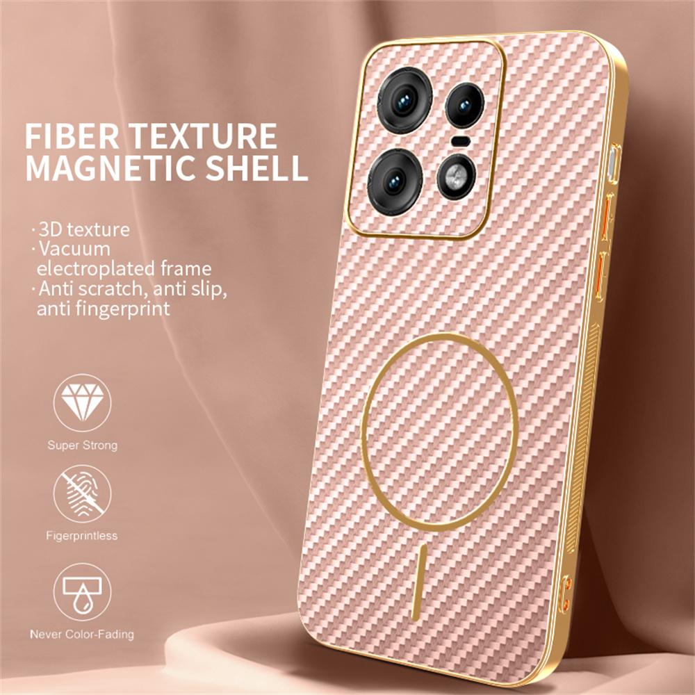 For Motorola Edge 50 Pro 5G Phone Case Carbon Fiber Textured Electroplated TPU Back Cover