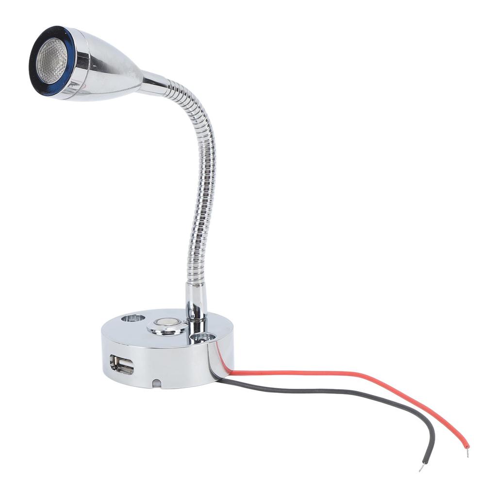 Светодиодный светильник для чтения в автодоме, хромированный, комнатный, прикроватный, для лодки, яхты, USB, 3 регулируемых цвета света, сенсорный светильник D