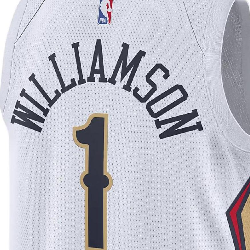 Nike Баскетбольная майка НБА с V-образным вырезом и принтом логотипа Пеликанс Зайон Уильямсон Нет. 1 топ унисекс Fan Edition, ограниченная серия 22–23 сезона, белые DN2086-100