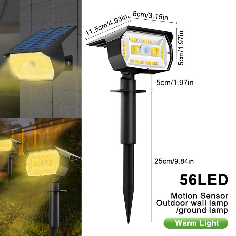 Solar Spot Lights Outdoor Motion Sensor 56/60LEDS Solar Landscape Spotlights 3 Modes Waterproof Wall Lamp Yard Driveway Walkway