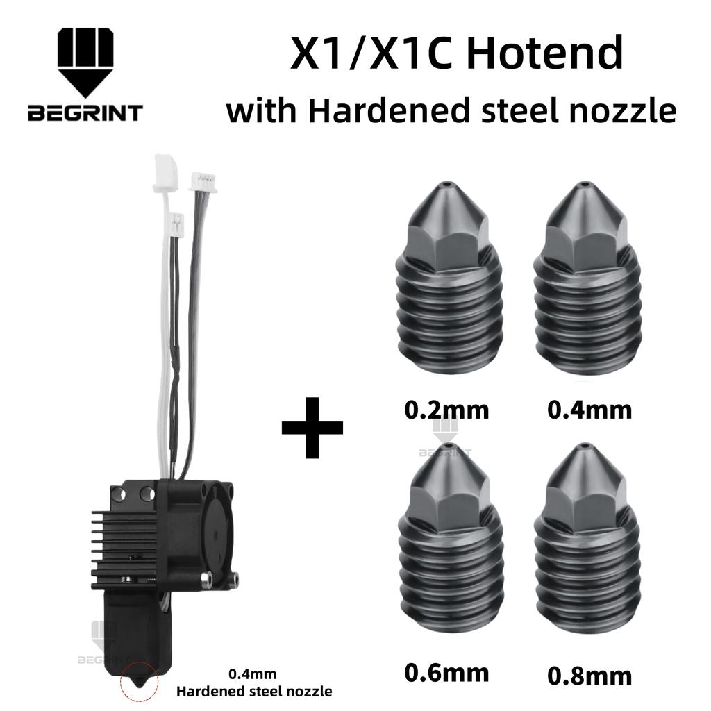 For Bambu Lab X1C P1P P1S Complete Hotend Print Head with Fan Thermistor Ceramic Heater 0.4mm Hardened steel nozzle For Bambulab