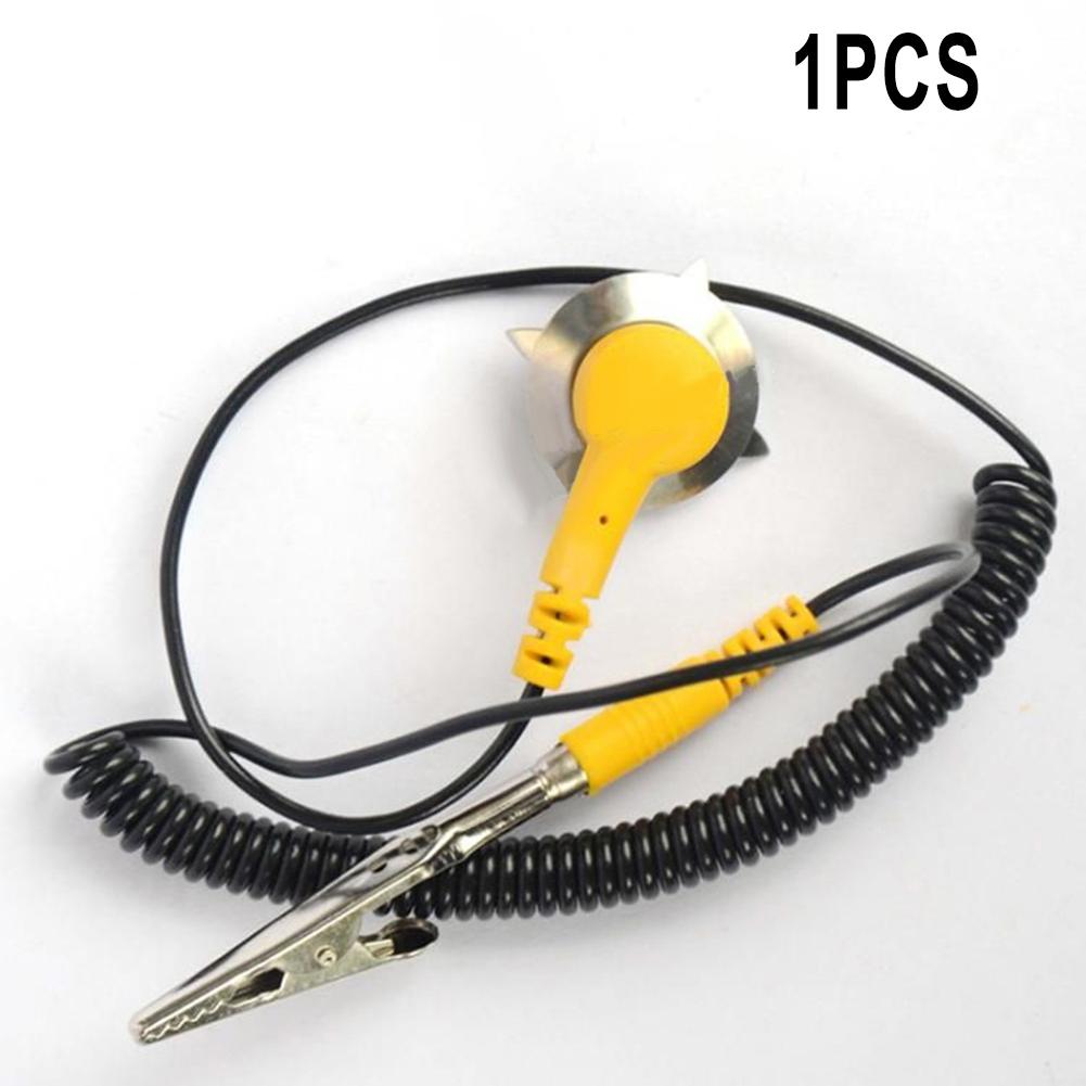 1 PCS Anti Static ESD Grounding Cable Coiled Cord Clip Claw PU Wire