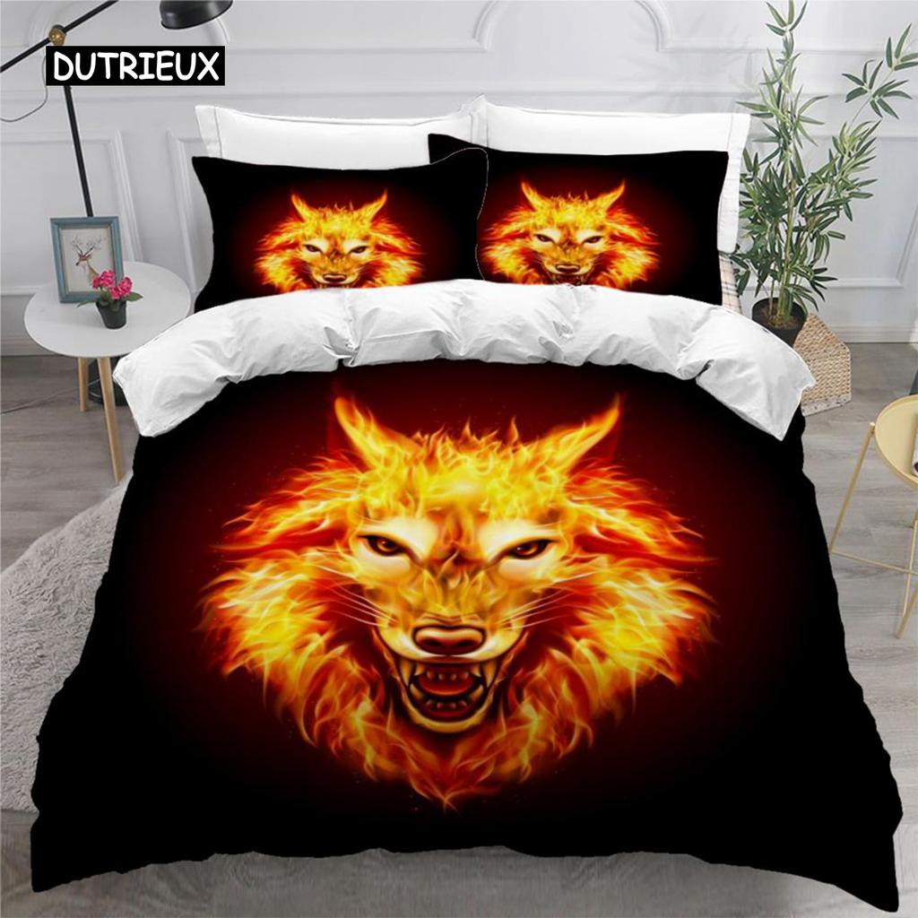 Пододеяльник с цветным пламенем, комплект постельного белья 3D Cool Fire для детей и девочек, мягкий пододеяльник из микрофибры с застежкой-молнией