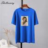 Футболки Shellsuning Vintage Printed для женщин, летние свободные хлопковые мягкие базовые футболки, женские повседневные свободные топы с коротким рукавом в стиле Харадзюку, простые топы