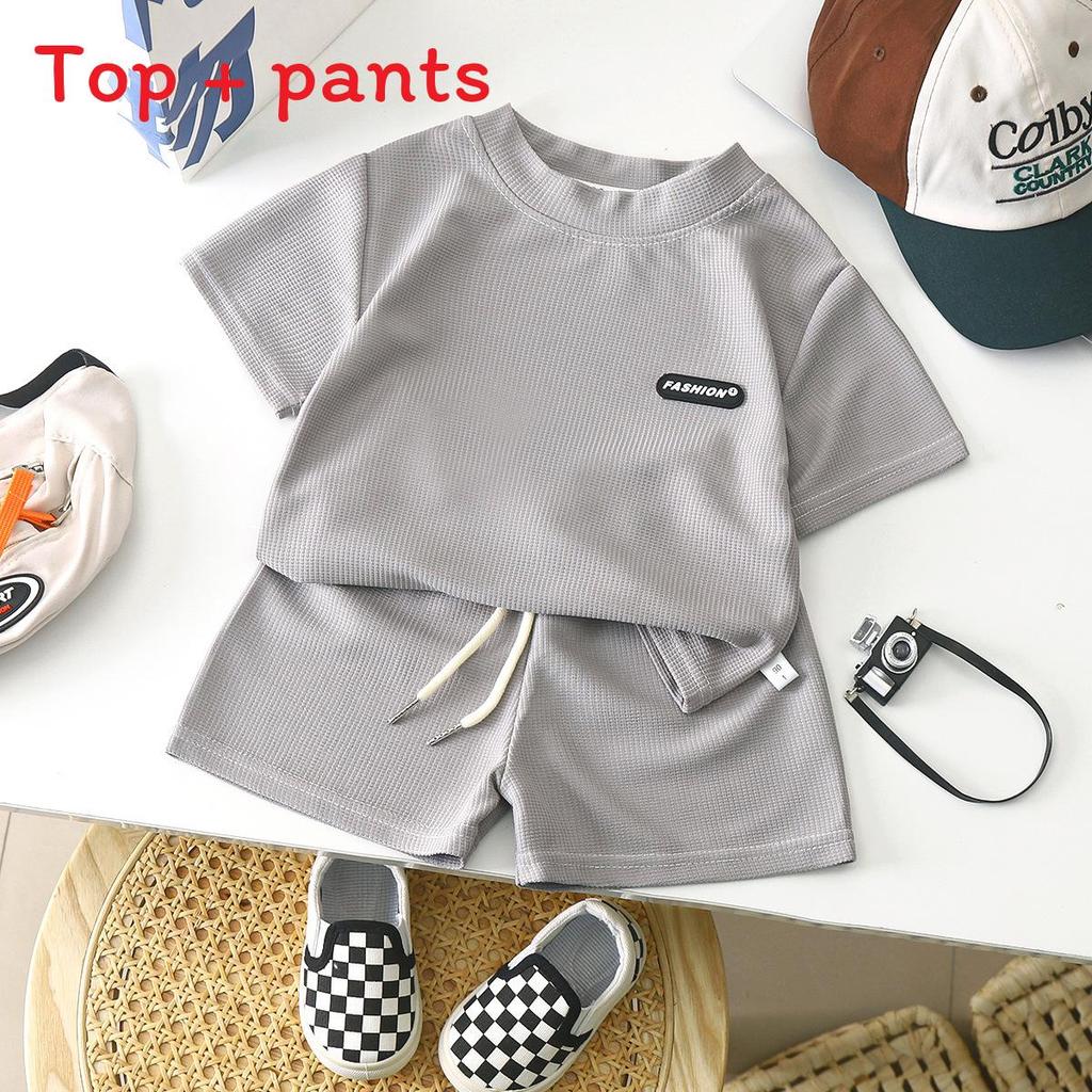 Childrens Summer Short Sleeve Shorts Pajamas With Soft Waffle Fabric For Kids