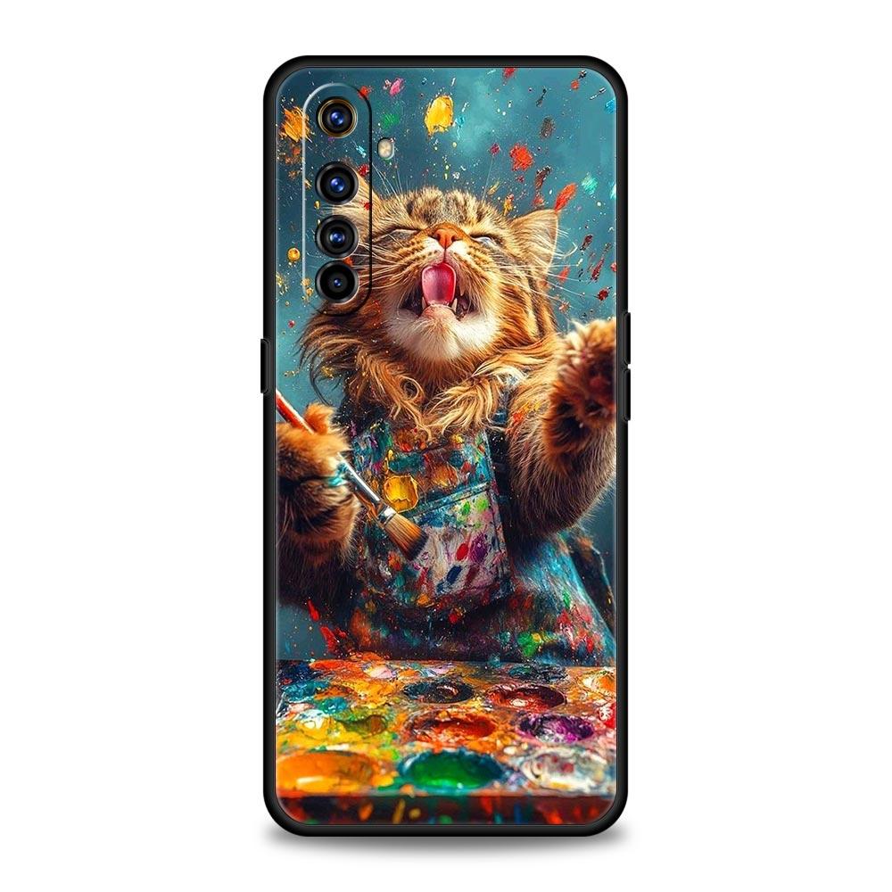 Cute Cat Case For Realme C67 C63 C55 C53 C35 C25 C21 GT 2 3 5 6 10 11 12 13 Pro Plus 5G Soft TPU Phone Cover Fundas Capas Bags