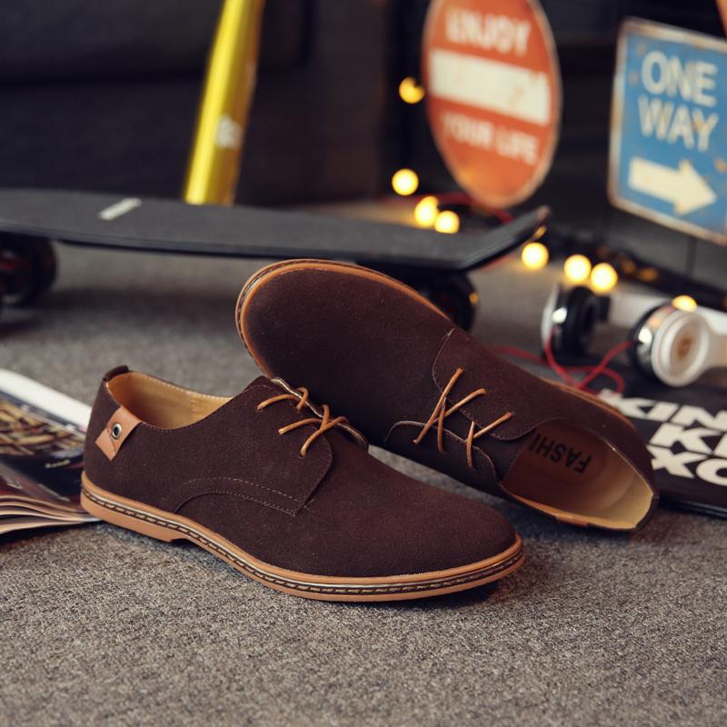 Fashion Autumn Men's Casual Shoes, British Single Shoes, Suede Suede Suede, Cowhide Sole, Plus Size Leather Shoes for Business