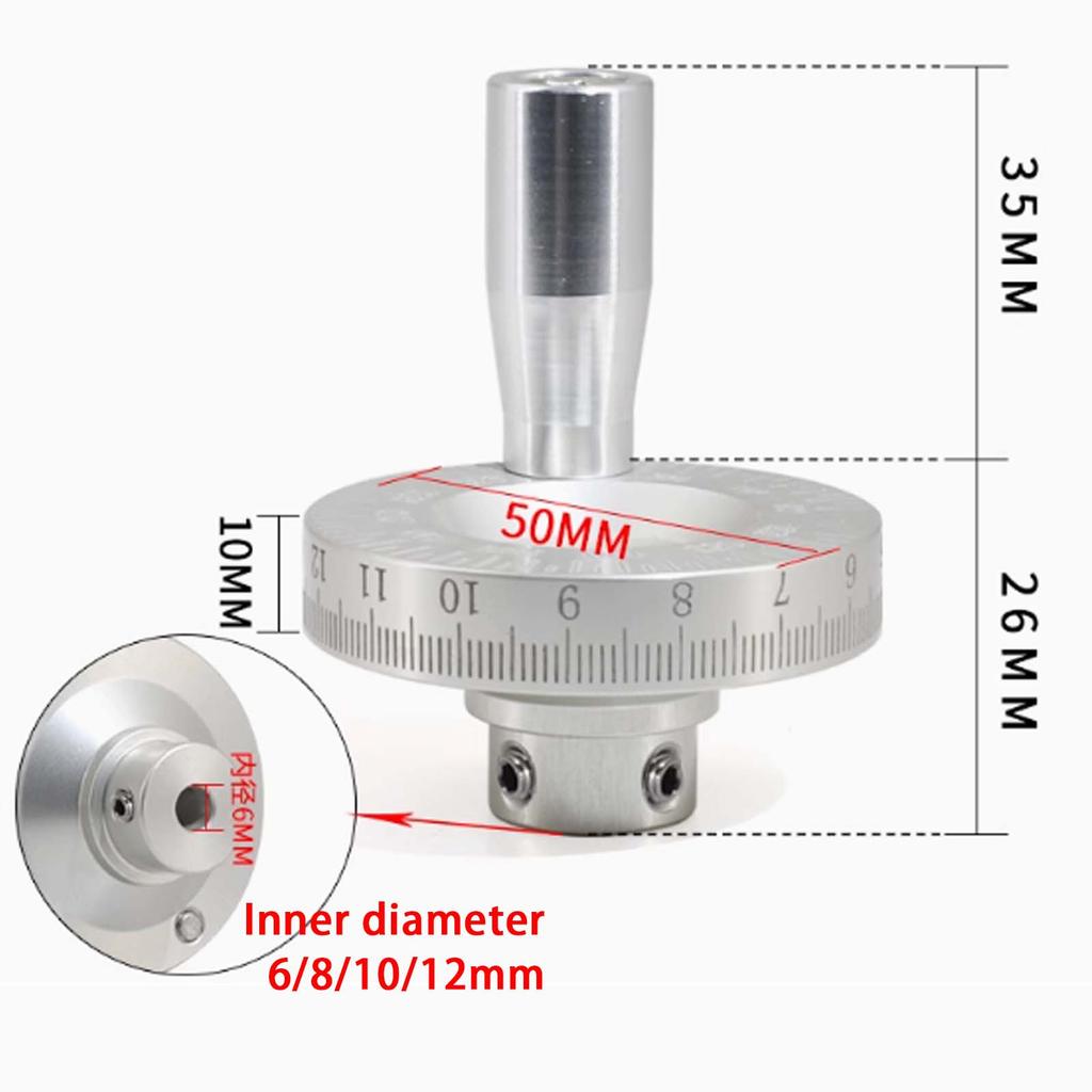 Aluminum Alloy Lathe Hand Wheel with High-definition Scale, Manual Slide Hand Crank Wheel for Metalworking Equipment
