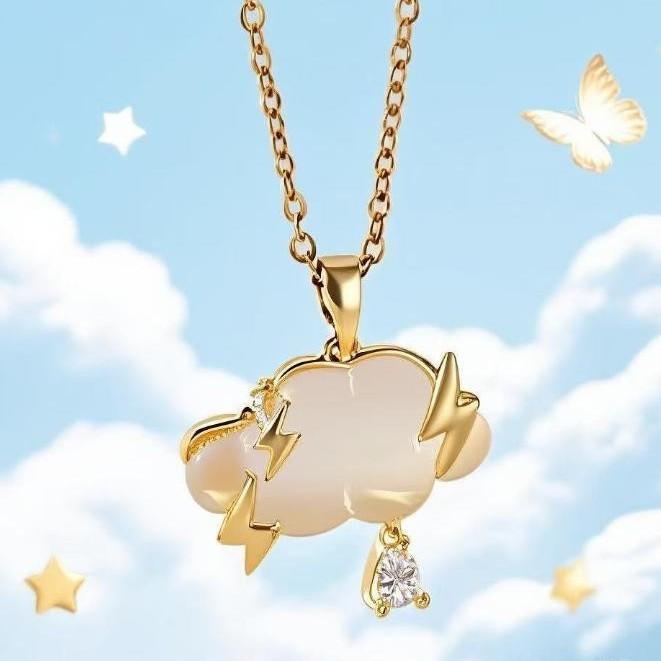 JMXD Lightning Cloud Necklace Creative Design Dainty Clavicle Chain Micro Inlay Crystal Pendant Trendy Aesthetic Jewelry for Women
